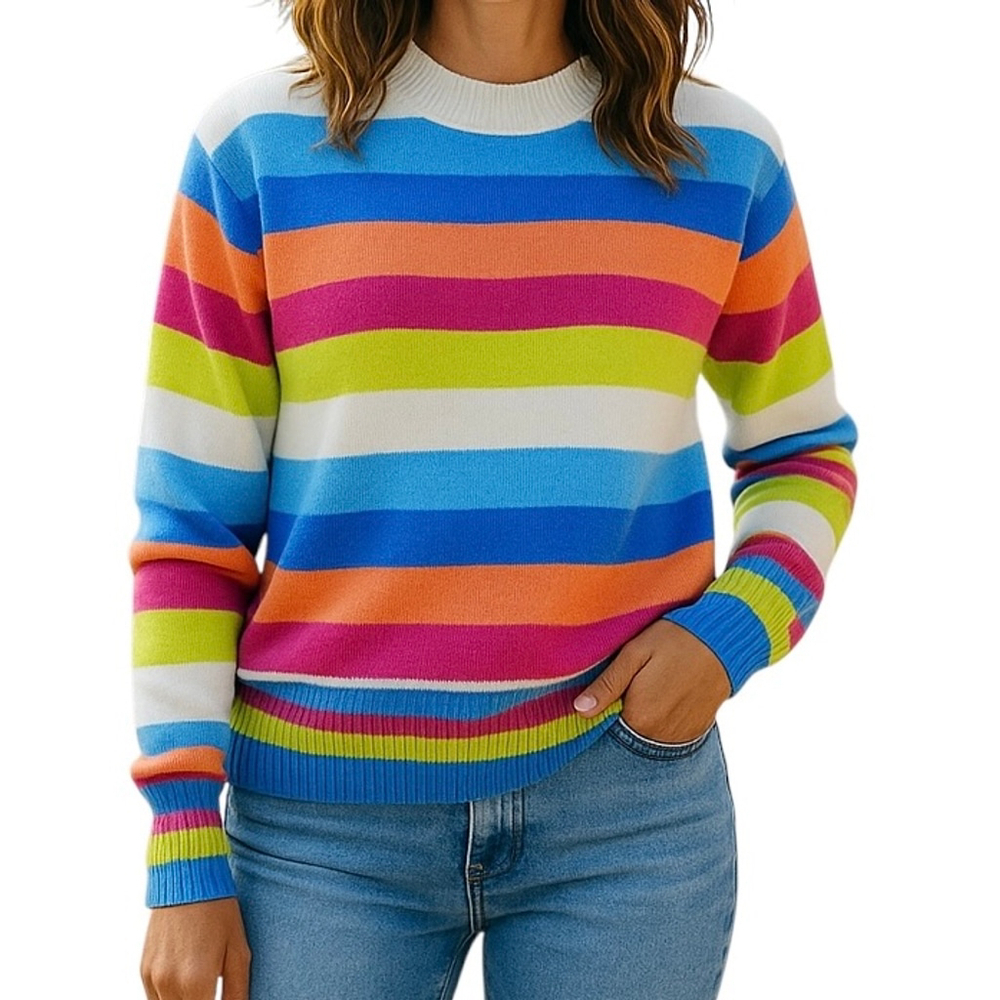 Vintage Northern Reflections Colorblock Mock Neck Sweater Knit Long Sleeve XL